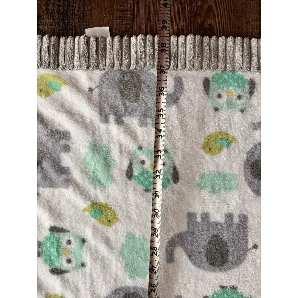 Garanimals Baby Blanket Lovey Owls Elephants Birds 30x40 Gray Ribbed Trim Fleece